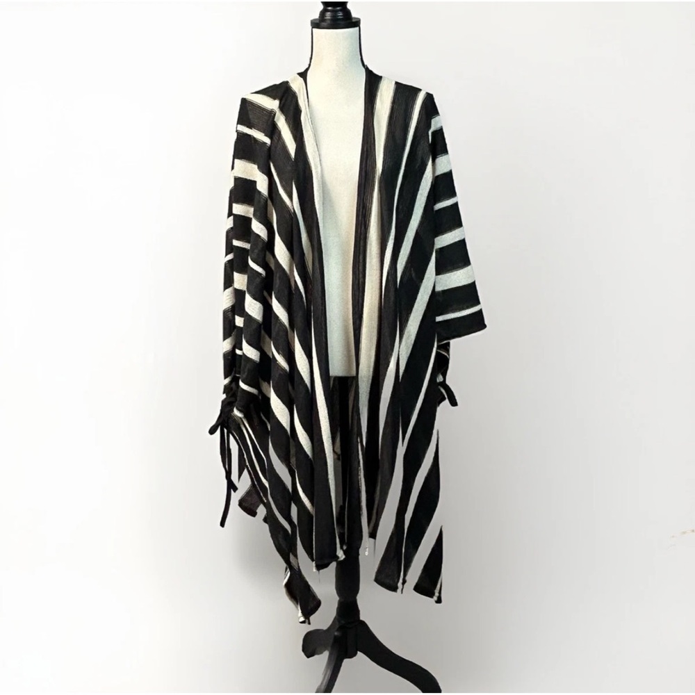 Striped Black & White Cover-Up Poncho